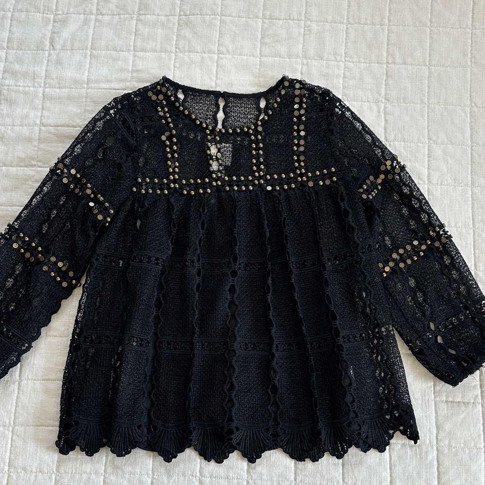 Anthropologie Black Lace Blouse